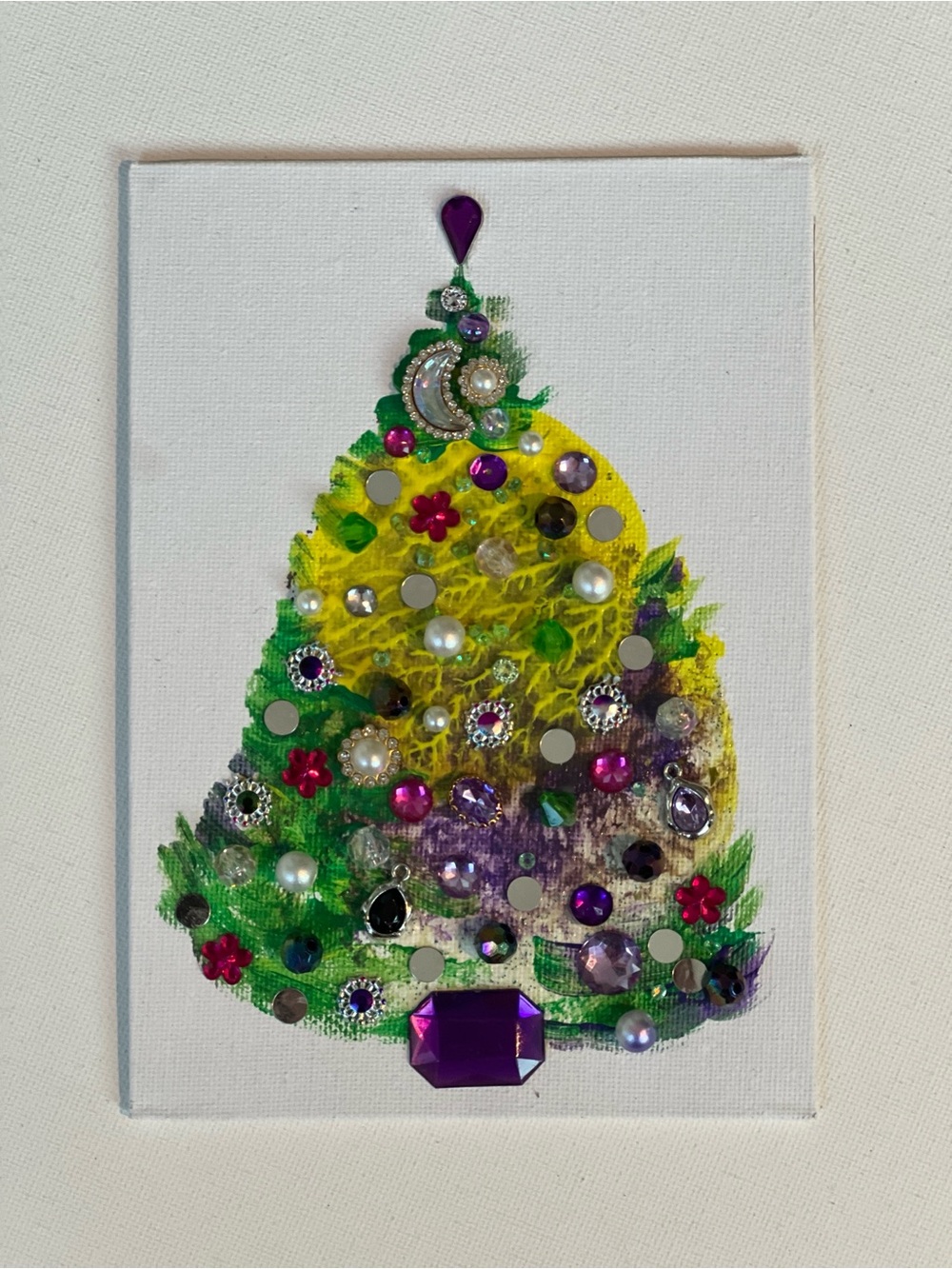Handmade Green and Purple Holiday Tree Wall Art for gift